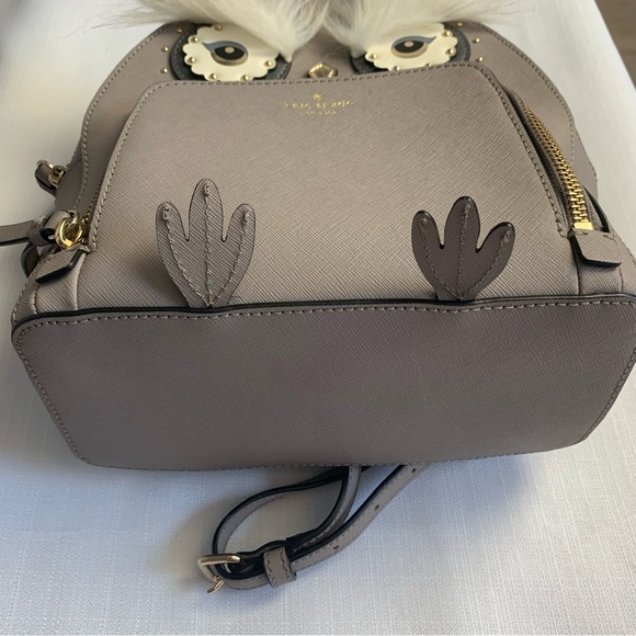 Kate Spade ♠️ Star Bright Owl Tomi Backpack, Gray Leather EUC NLA- Hard to find - Picture 11 of 11
